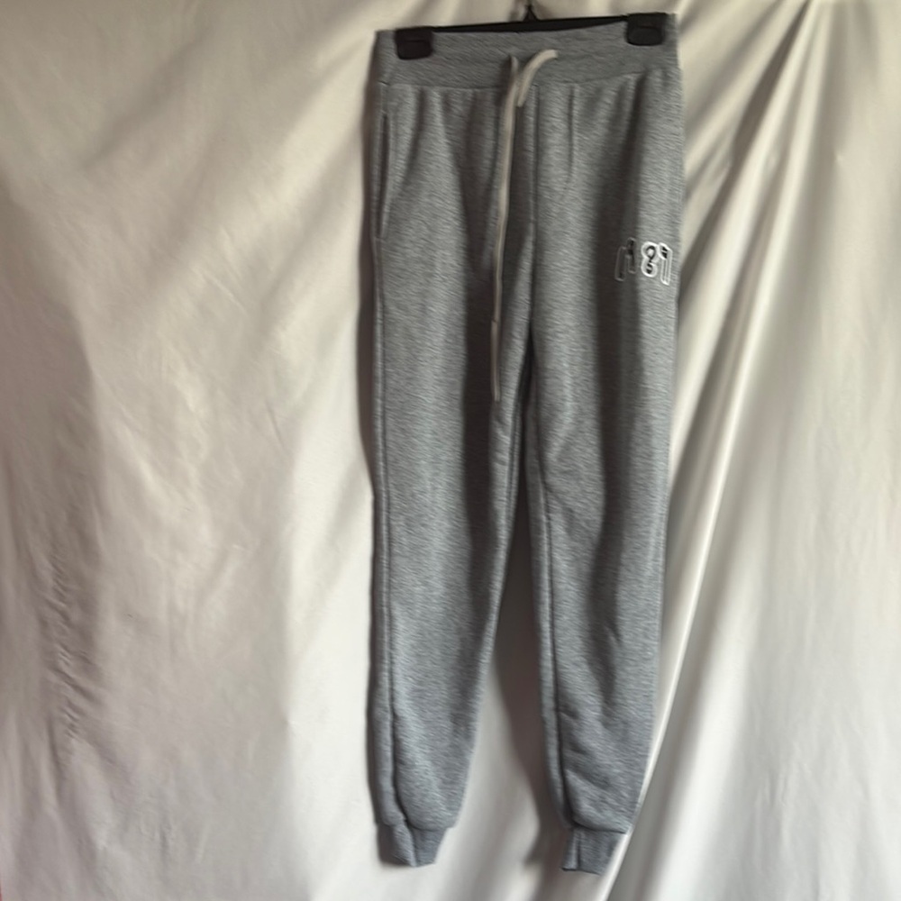 Gray Track Pants Relaxed Fit with Elastic Waistband